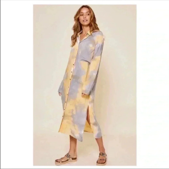 BNWT Time After Time Tie-Dye Linen Shirt Dress - Picture 5 of 5